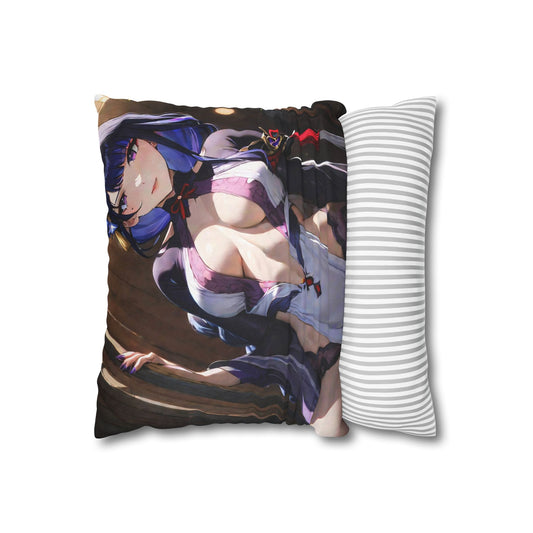 Tempting Raiden Shogun Spun Polyester Square Pillowcase