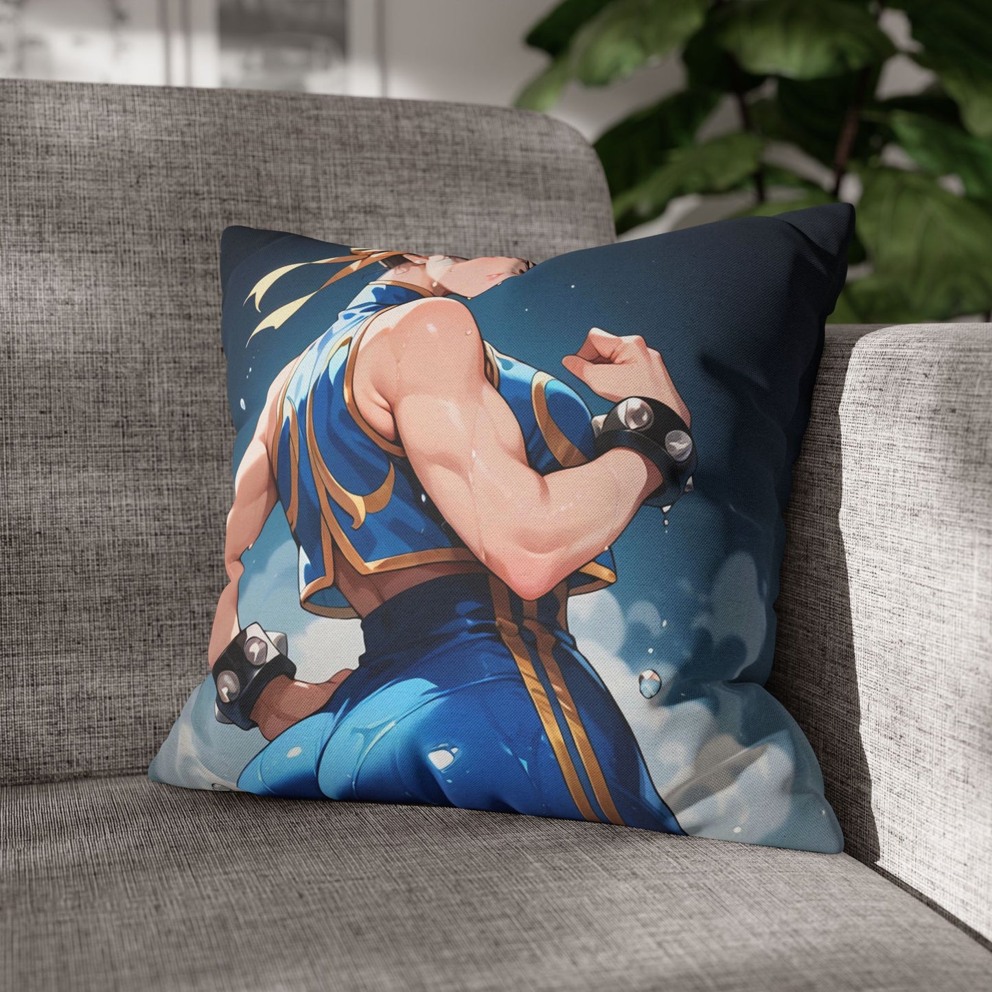 SF - Chun Li 01 Spun Polyester Square Pillowcase