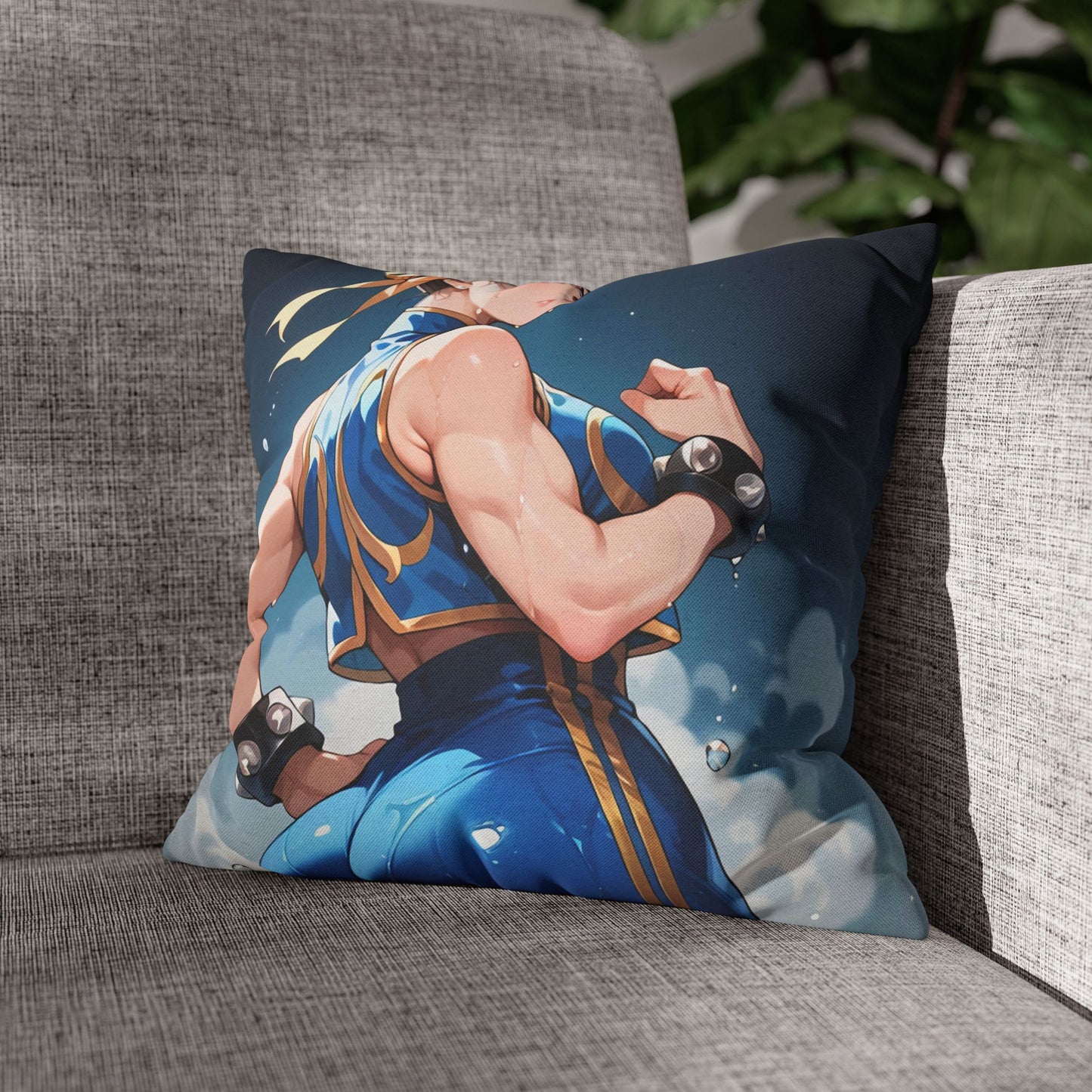 SF - Chun Li 01 Spun Polyester Square Pillowcase