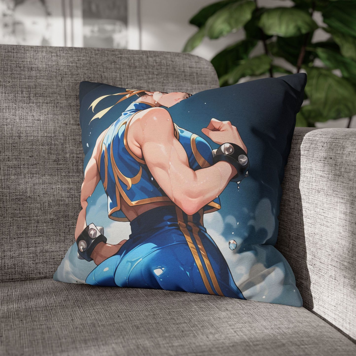 SF - Chun Li 01 Spun Polyester Square Pillowcase