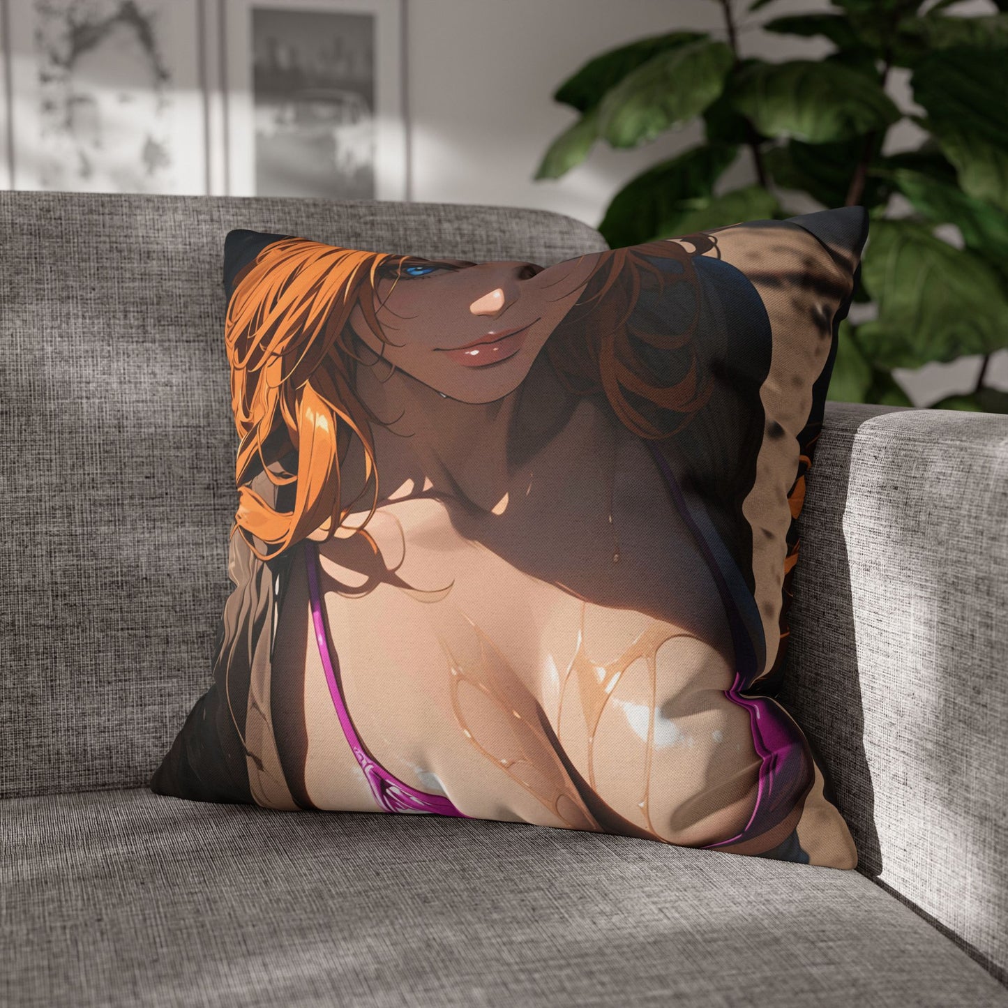 BLEACH-Rangiku01 Spun Polyester Square Pillowcase