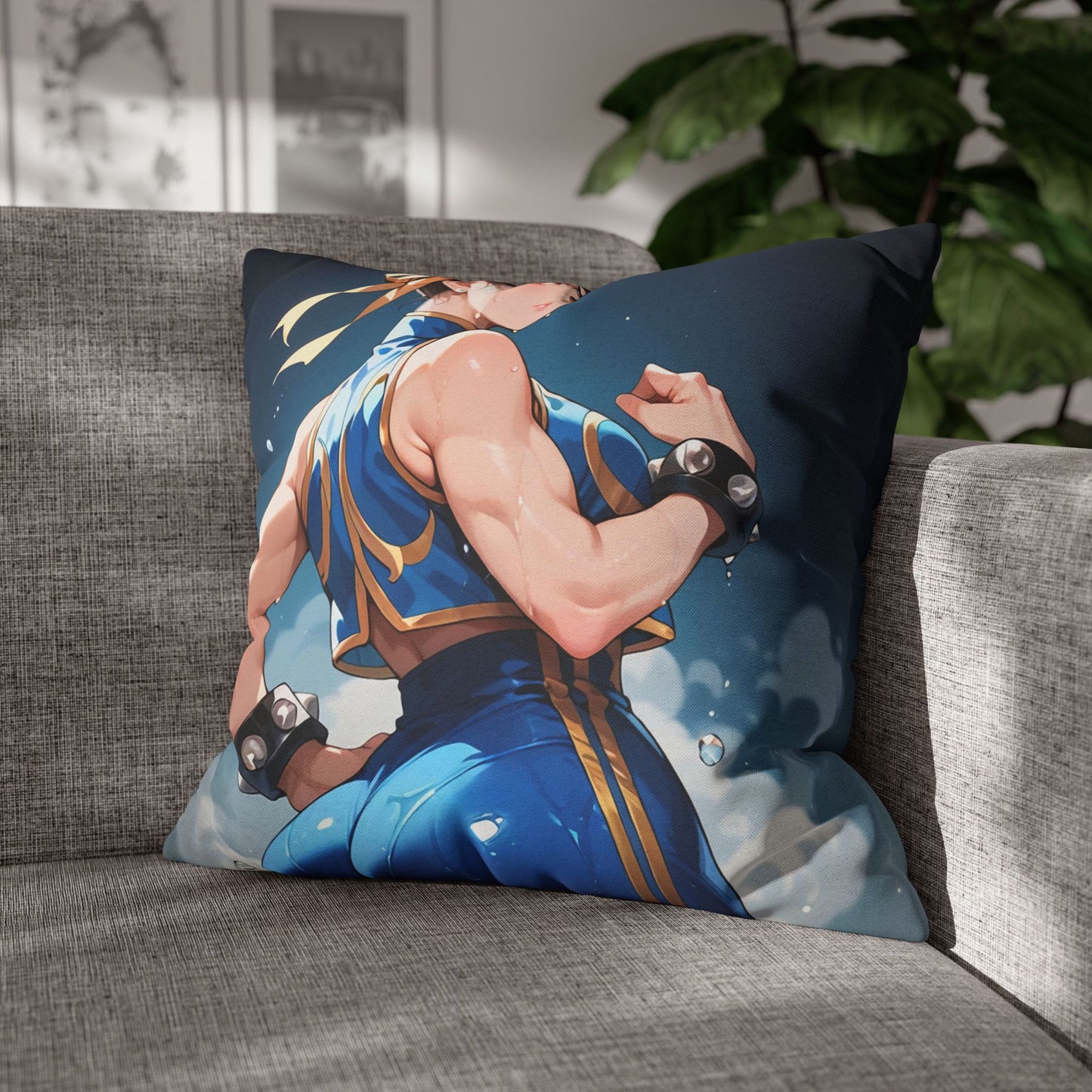 SF - Chun Li 01 Spun Polyester Square Pillowcase