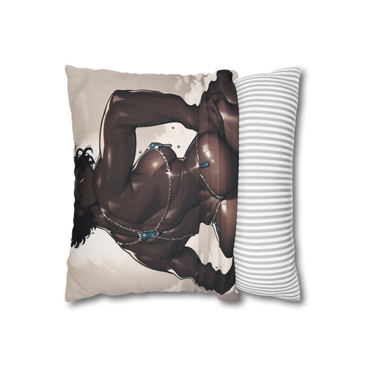 Dark Chocolate Spun Polyester Square Pillowcase